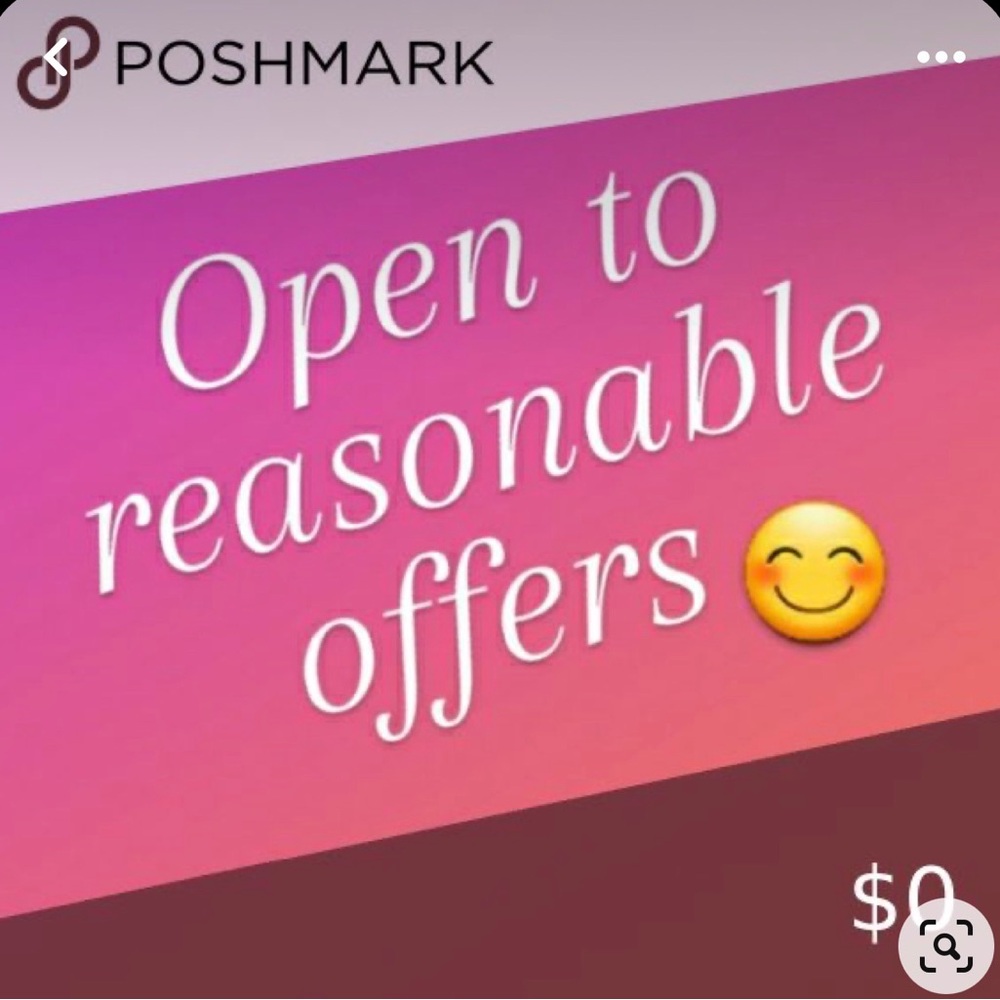 Pink Gradient Graphic Text Sign – 'Open to reasonable offers'